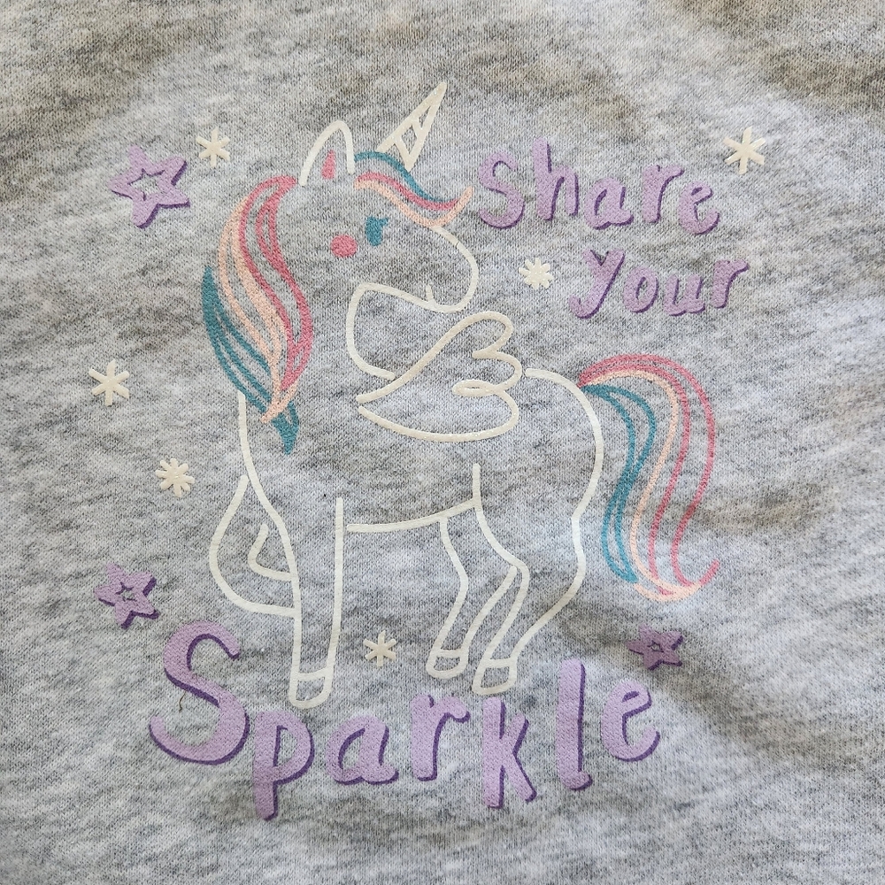 Gray Unicorn Sparkle Kids Sweatshirt